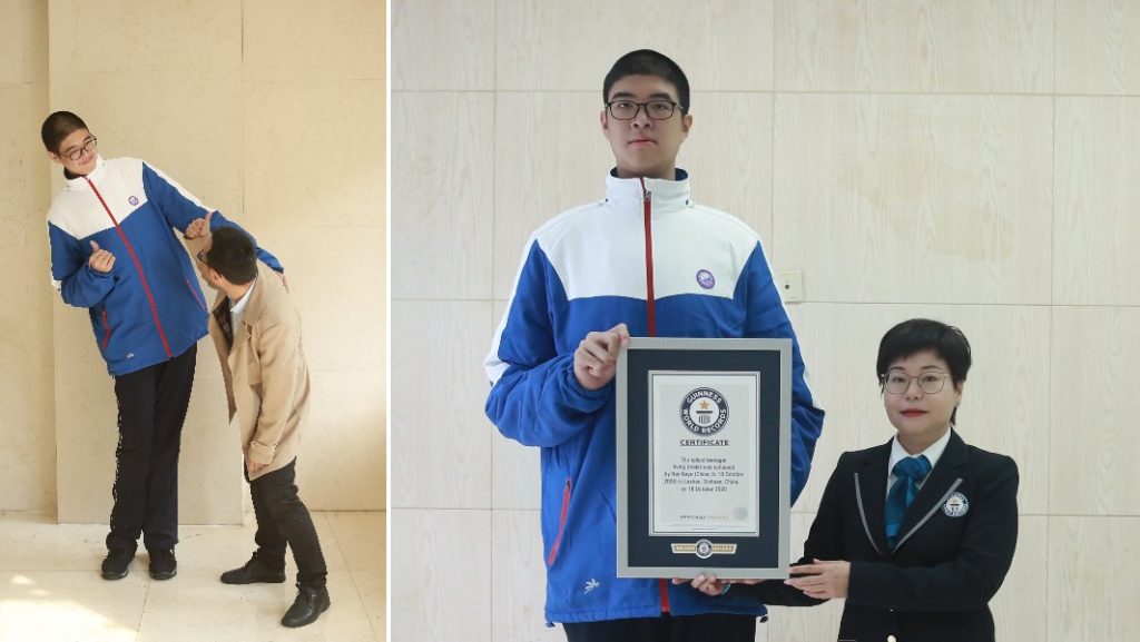 14-летний школьник из Китая признан самым высоким подростком в мире