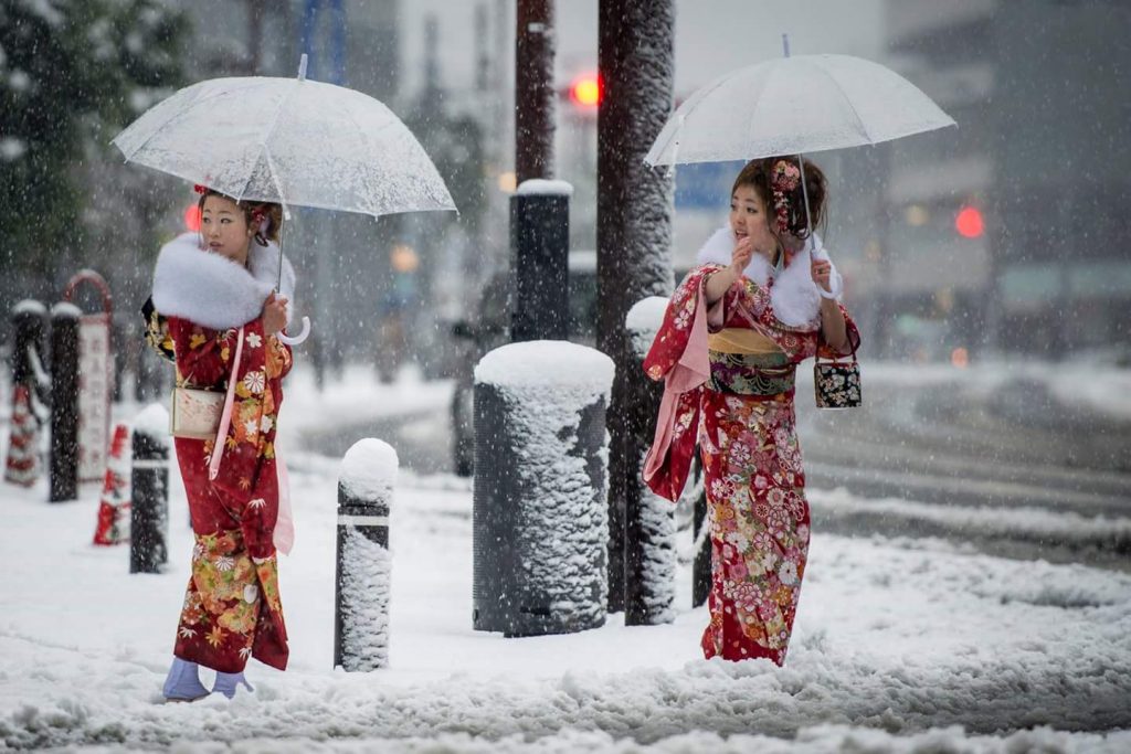В Токио снегом засыпало более тысячи автомобилей