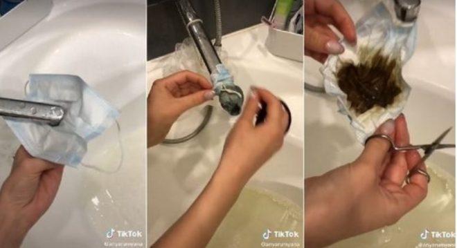 Девушка с помощью маски решила узнать качество воды из крана