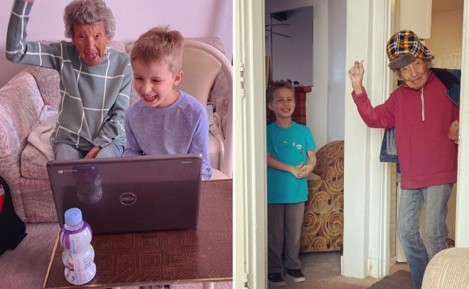102-летняя американка занялась физкультурой с внуком и покорила соцсети