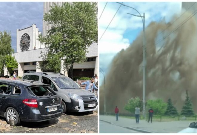 Грязевой «гейзер» Демеевской в Киеве: разбиты 20 авто
