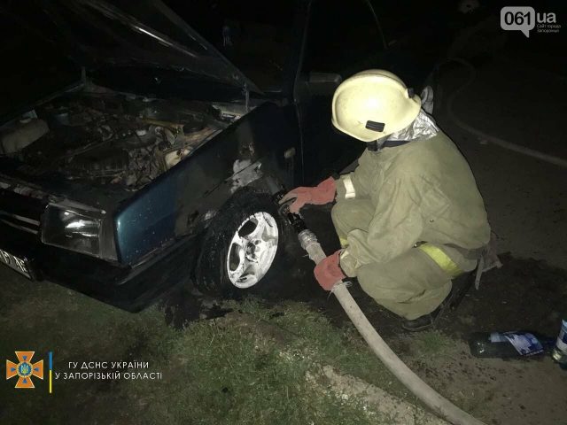 В Запорожской области 6 спасателей тушили колесо автомобиля (ФОТО)