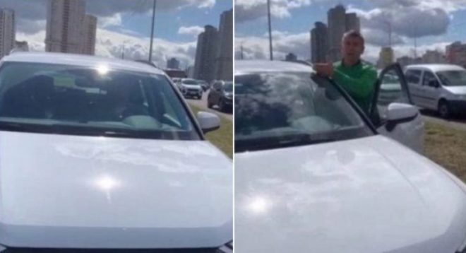 На Позняках в Киеве самокатчик решил проучить водителя Audi (ВИДЕО)