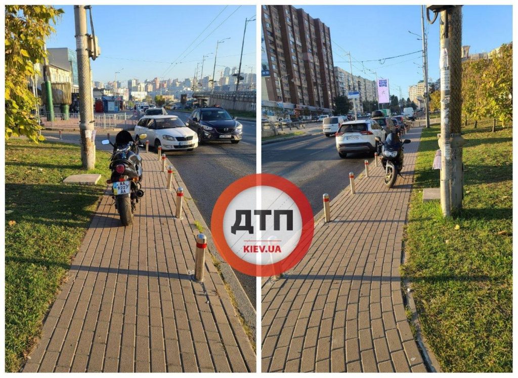 В Киеве мотоциклист отличался хамской парковкой (ФОТО)
