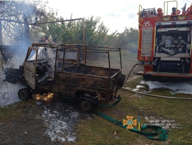 В Запорожской области сгорел гараж вместе с автомобилем (ФОТО)