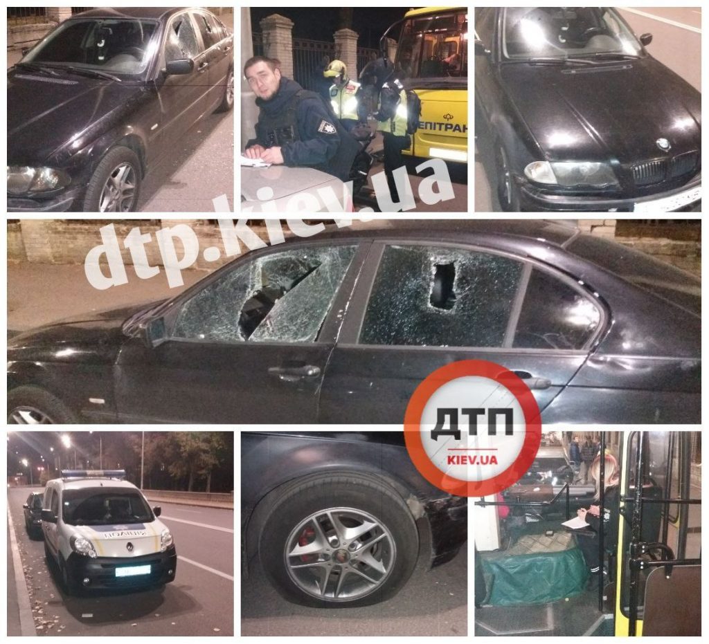 На ДВРЗ в Киеве обстреляли BMW и маршрутку (ФОТО)