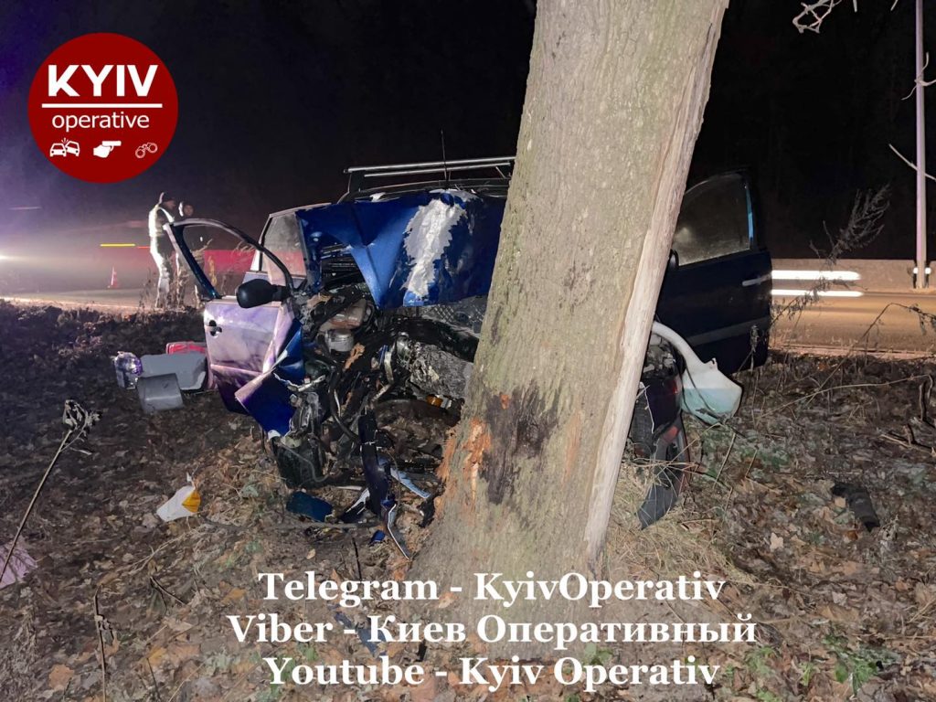 В Киеве пенсионер на Ford врезался в дерево: он и пассажирка в больнице (ВИДЕО)