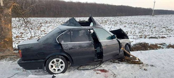 На Волыни BMW снесло в кювет: машину разорвало пополам (ФОТО, ВИДЕО)