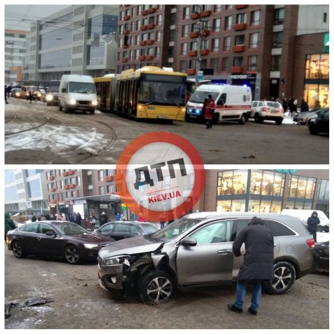 На Отрадном в Киеве Kia врезалась в автобус (ФОТО)