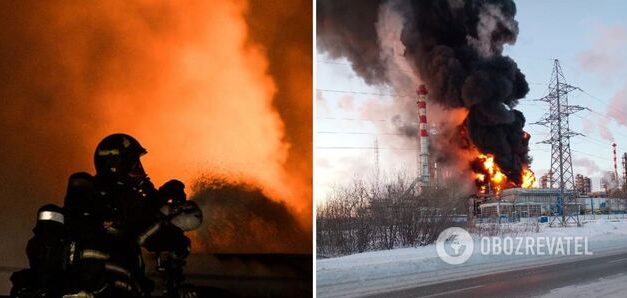 В России вспыхнул мощный пожар на нефтеперерабатывающем заводе (ФОТО, ВИДЕО)