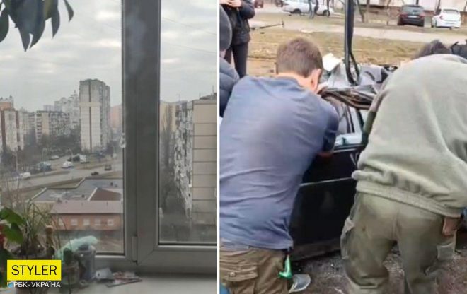 В Киеве на авто наехал танк (ВИДЕО)