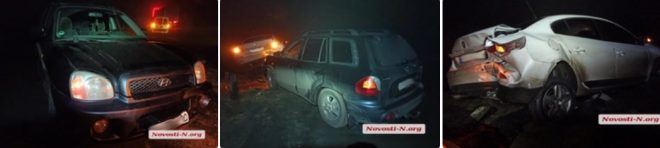 На трассе Одесса-Николаев, покрытой туманом, столкнулись Hyundai Santa Fe и Renault Fluence