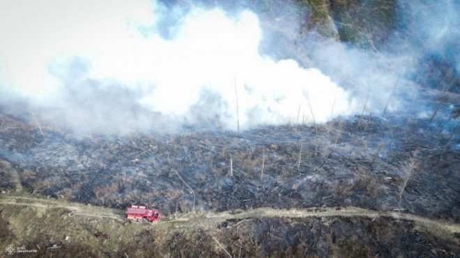 На Закарпатье &#8212; масштабный пожар на территории лесничества: огонь тушат более 120 человек