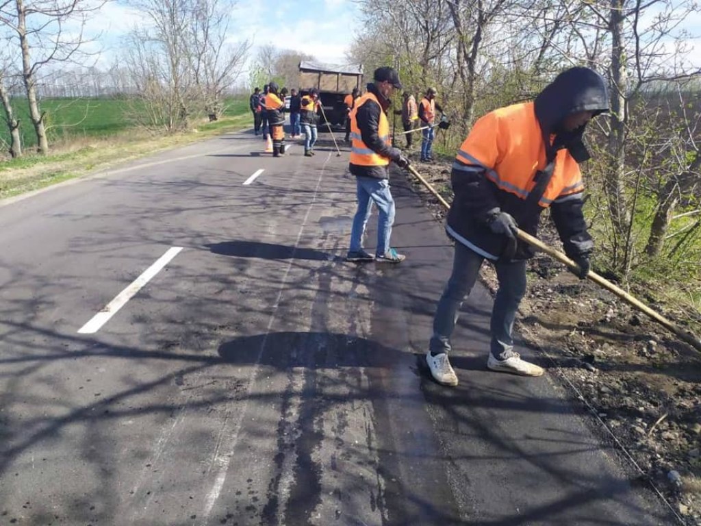 В Черкасской области свежеотремонтированная дорога поросла травой: кусты сделали огромные ямы (ФОТО)